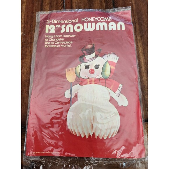 Vintage Paper Honeycomb 12" Snowman Cut Out Centerpiece Sealed Package 1979 - Picture 1 of 4